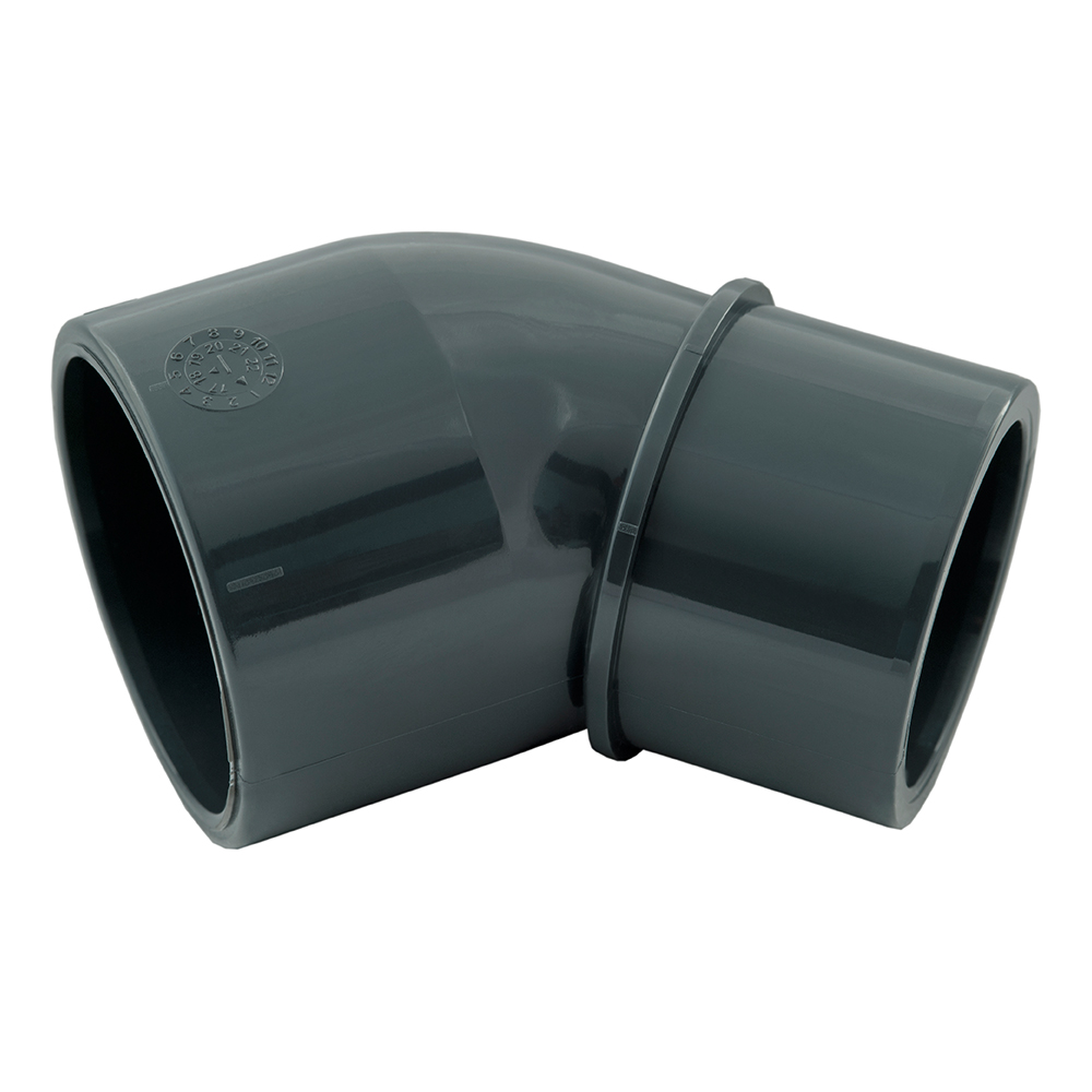 Vagnerpool PVC krátké koleno - úhel 45° - 50mm vnitřní x 50mm vnější