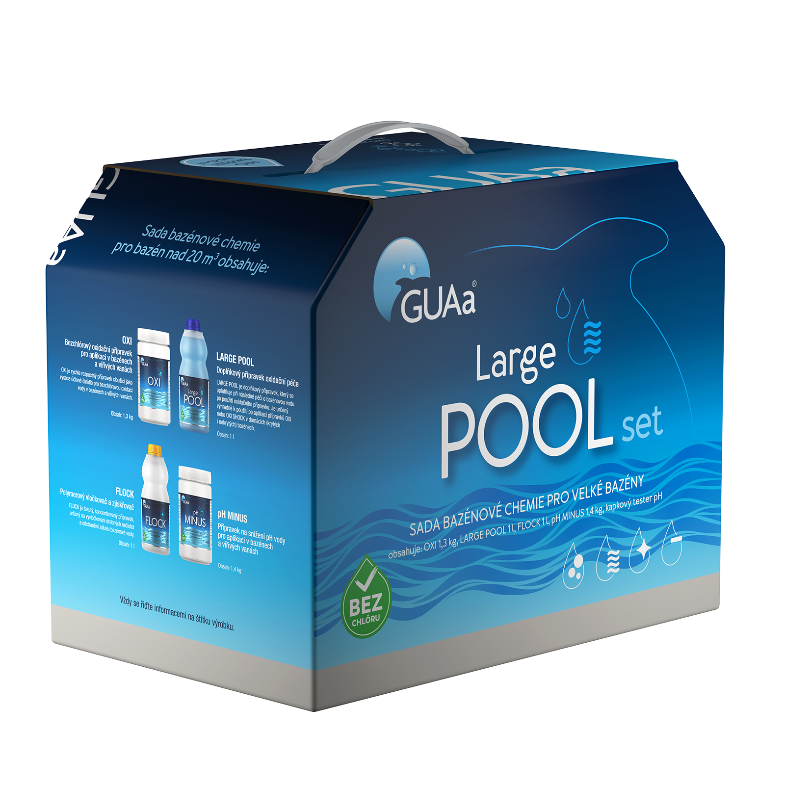 GUAa LARGE POOL set - bazénová chemie - sada pro velký bazén nad 20 m3